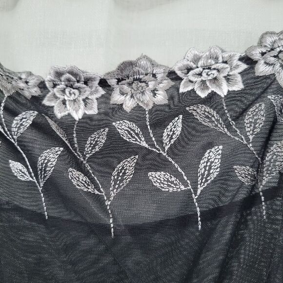 Donna L'oren Y2K Sheer Black Chemise with Gray Scale Floral Details - Picture 11 of 14